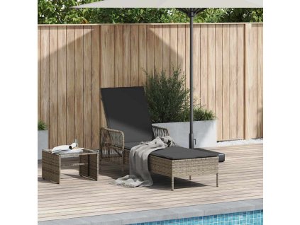 Slunečník 1-osoba Šedá a tmavě šedá 55 x 200 x 92 cm polyratan 365427