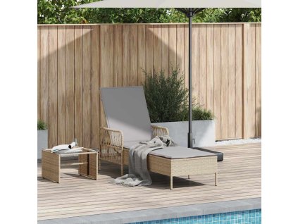 Slunečník Béžová a Světle šedá 55 x 200 x 92 cm polyratan 365428