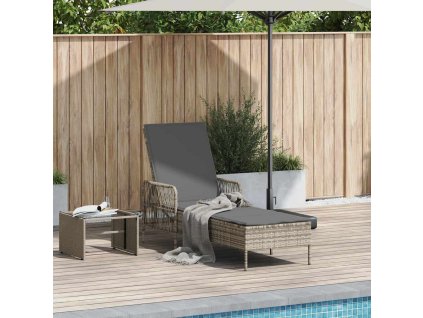 Slunečník Světlá šedá a tmavá šedá 55 x 200 x 92 cm polyratan 365430