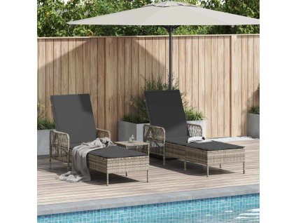 Slunečník s polštářem 3 pcs Světlá šedá a tmavá šedá polyratan 365437