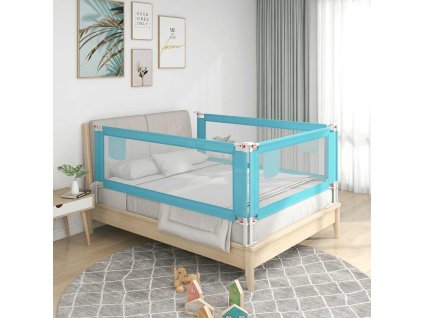 Dětská zábrana k postýlce modrá 150 x 25 cm textil 10211