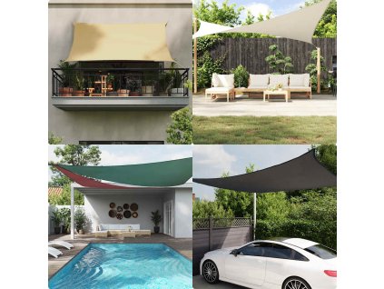 Stínící plachta oxfordská látka čtvercová 2 x 2 m černá 135740