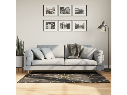 Koberec pratelný černý a zlatý 80 x 150 cm protiskluzový 136615