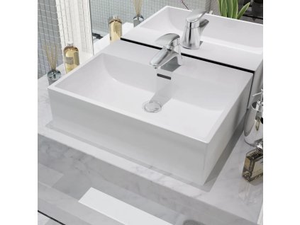 Umyvadlo s otvorem na baterii keramické bílé 51,5x38,5x15 cm 142346
