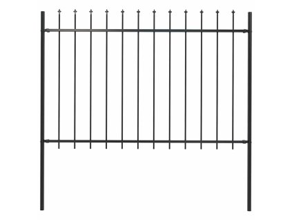 Zahradní plot s kopím nahoře ocelový 181 x 120 cm černý 144926