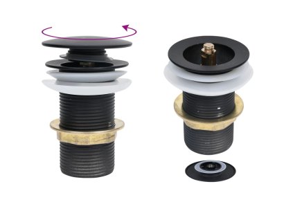 Umyvadlová výpusť bez přepadu černá 6,4 x 6,4 x 9,1 cm 149061