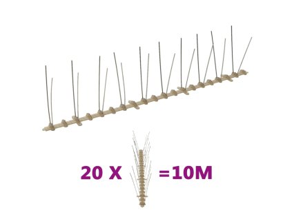 2řadové hroty proti ptákům a holubům plastové 20 ks 10 m 149126