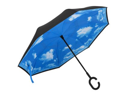 Deštník s rukojetí ve tvaru C černý 108 cm 149142