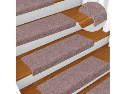 Schodové rohože samolepicí 5 ks 65 x 21 x 4 cm krémové s obdélníkovým okrajem 149722