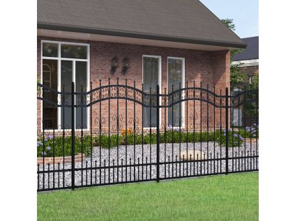 Zahradní plot s kopím nahoře černý 240 x 125 cm, práškově lakovaná ocel 151086