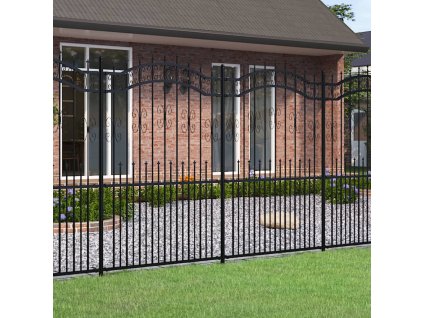 Zahradní plot s kopím nahoře černý 240 x 175 cm, práškově lakovaná ocel 151088