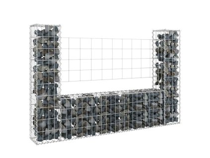 Gabionový koš ve tvaru U se 2 sloupky železo 140 x 20 x 100 cm 151275