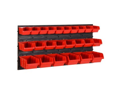 26dílná sada dílenských polic červená a černá 77 x 39 cm PP 152204