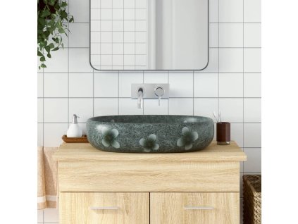 Umyvadlo na desku modré oválné 59 x 40 x 14 cm keramika 155105