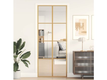 Interiérové dveře úzké zlaté 83x201,5 cm tvrzené sklo a hliník 155141