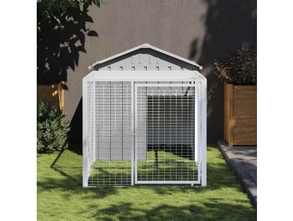 Klec pro kuřata s výběhem světle šedá 117 x 201 x 123 cm pozinkovaná ocel 172354