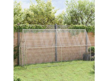 Klec pro kuřata stříbrná 400 x 100 x 190 cm pozinkovaná ocel 172551