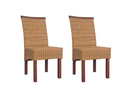 Jídelní židle 2 ks hnědé přírodní ratan 243235