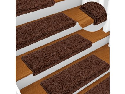 Schodové rohože 10 ks 65 x 21 x 4 cm hnědé s obdélníkovým okrajem 149821