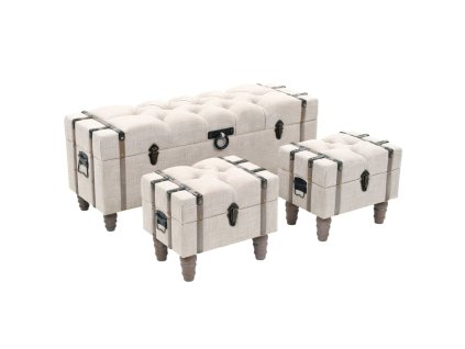 Sada úložných lavic 3 kusy masivní dřevo a ocel 112x37x45 cm 245762