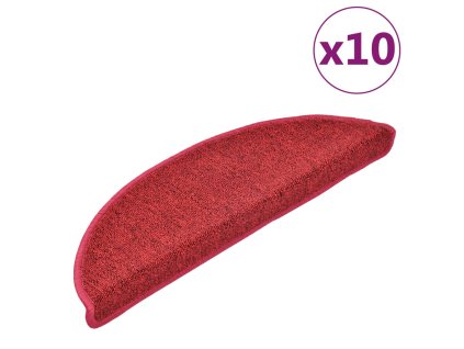 Schodové rohože 10 ks 56 x 17 x 3 cm červené půlkulaté 149745