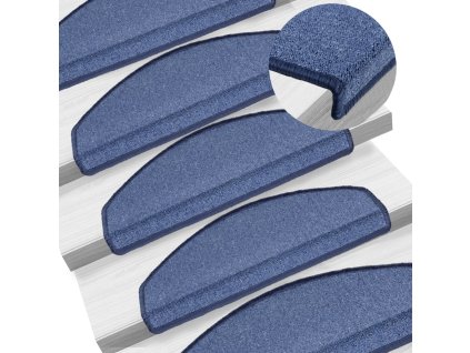 Schodové rohože 10 ks 65 x 24 x 4 cm modré, půlkulaté, velké 149765