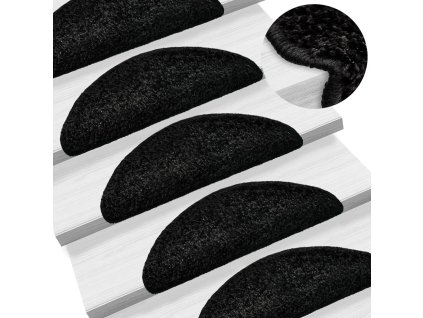 Schodové rohože 10 ks 56 x 17 x 3 cm černé, půlkulaté 149785