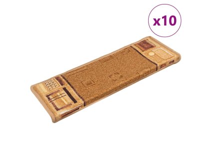 Nášlapy na schody samolepicí 10 ks 65x21x4 cm béžové 149841