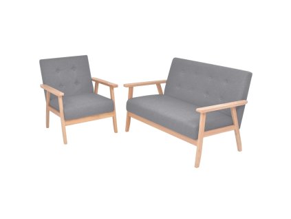 Sedací souprava 2 kusy textil světle šedá 272220