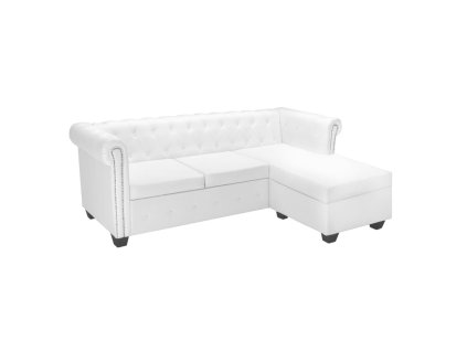 Rohová pohovka Chesterfield umělá kůže bílá 275225