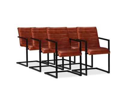 Jídelní židle 6 ks hnědé pravá kůže 275239