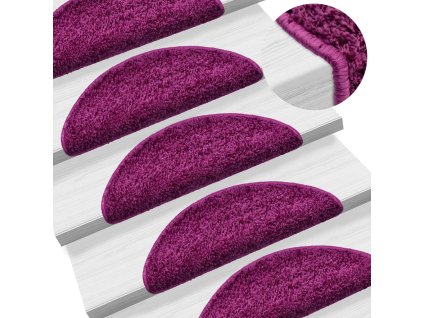 Schodové rohože 15 ks 56x17x3 cm fialové půlkulaté 133897