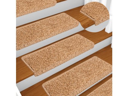 Schodové rohože 10 ks 65 x 21 x 4 cm béžové s obdélníkovým okrajem 149819