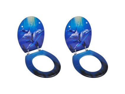 WC sedátka s víky 2 ks MDF delfíni 275912