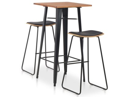 3dílný barový jídelní set ocelový černý 276846