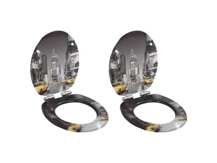 WC sedátko s funkcí pomalého sklápění 2 ks MDF motiv New York 277000