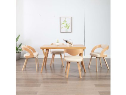 Jídelní židle 4 ks krémové ohýbané dřevo a umělá kůže 278844