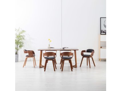 Jídelní židle 6 ks tmavě šedé textil a ohýbané dřevo 279478