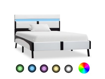 Rám postele s LED světlem bílý a černý umělá kůže 90 x 200 cm 280297