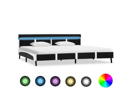 Rám postele s LED světlem černý umělá kůže 180 x 200 cm 280306