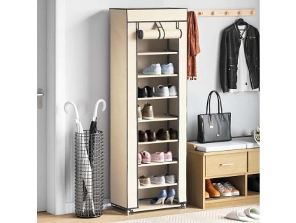 Botník s potahem krémový 57 x 29 x 162 cm textil 282431