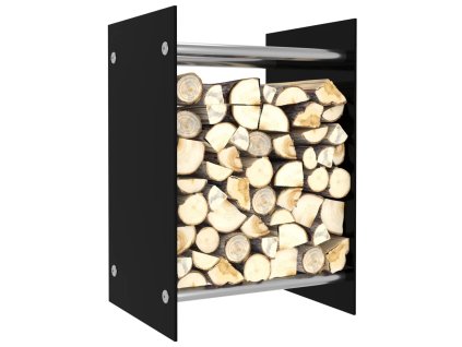 Stojan na palivové dříví černý 40 x 35 x 60 cm sklo 282829