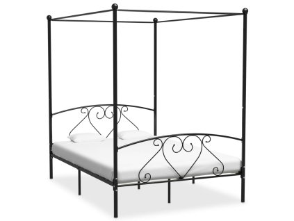Rám postele s nebesy černý kovový 160 x 200 cm 284437