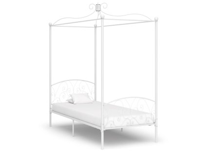 Rám postele s nebesy bílý kovový 100 x 200 cm 284469