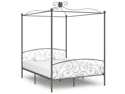 Rám postele s nebesy šedý kovový 160 x 200 cm 284484
