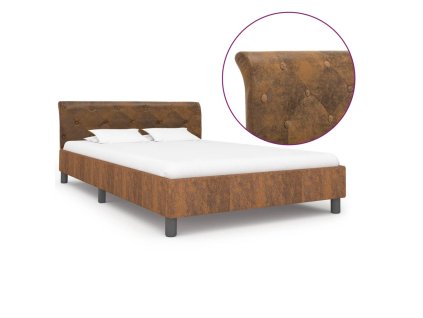Rám postele hnědý umělá broušená kůže 140 x 200 cm 284891