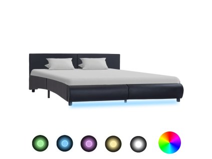 Rám postele s LED světlem černý umělá kůže 180 x 200 cm 285485