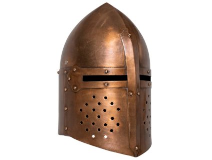 Středověká rytířská přilba pro LARPy replika měděná ocel 286225