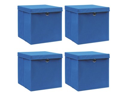 vidaXL Úložné boxy s víky 4 ks modré 32 x 32 x 32 cm textil 288338