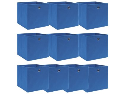 Úložné boxy 10 ks modré 32 x 32 x 32 cm textil 288339